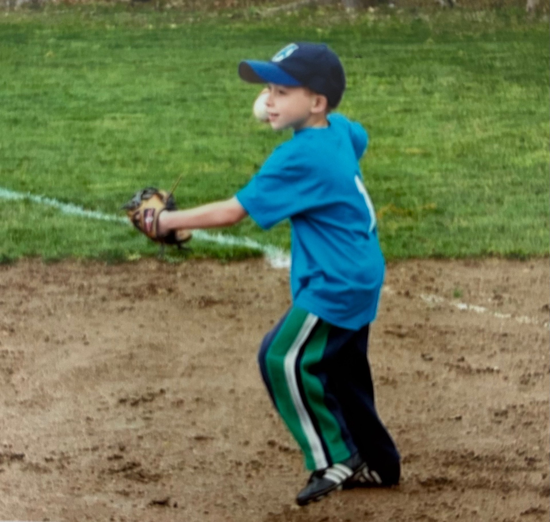 Young Jack on the infield, set to throw the ball after a play